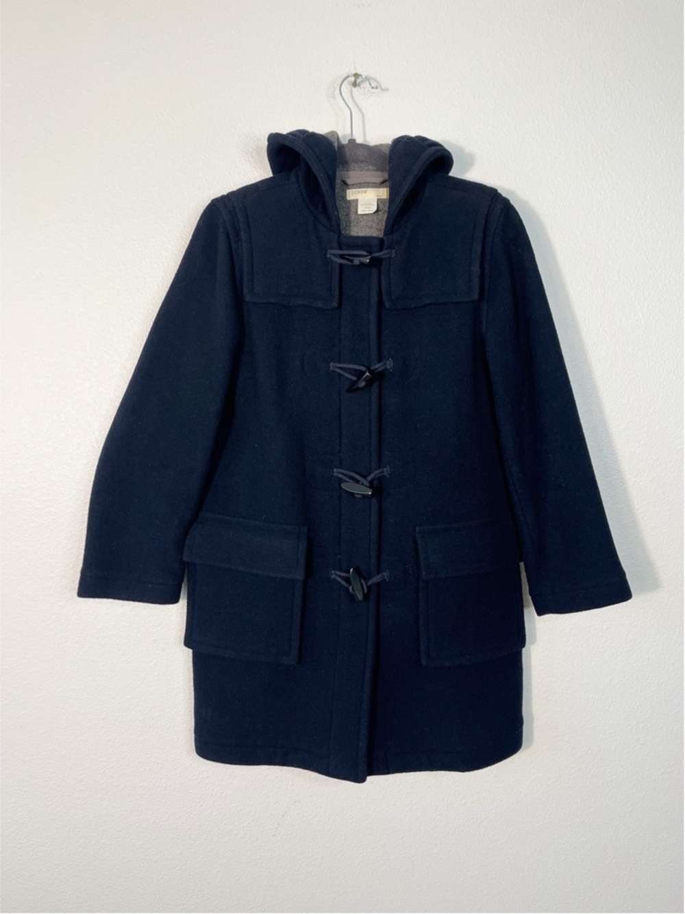 J. Crew Y2K Navy Blue Wool Duffle Coat with Toggle Closures Size XSP